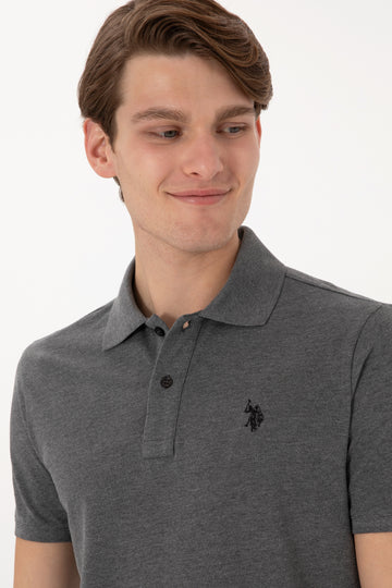USPA Polo Shirt Men Anthracite VR081 USPOM307 Single Color Horse US Polo Assn.
